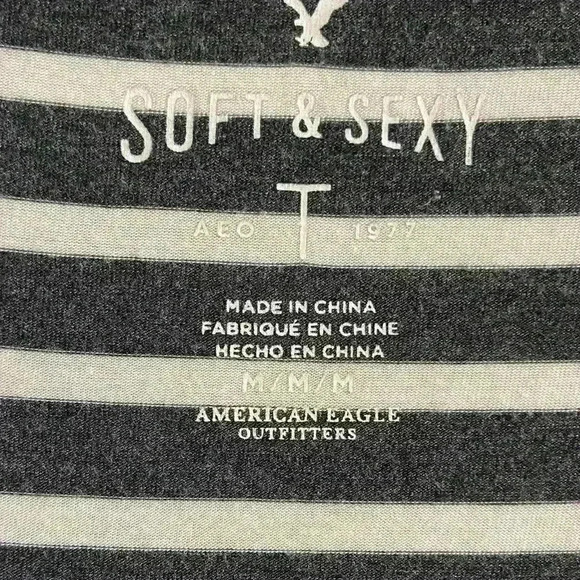 American eagle soft & sexy v neck striped tunic tee dark grey Medium - Picture 6 of 7